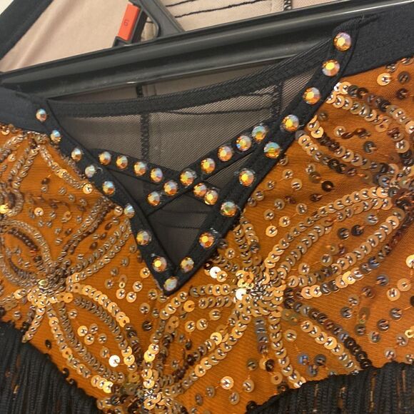 Weissman dance costume Orange sequin fringe flapper Clap Clap D12551 IC 7/8 - Picture 5 of 10